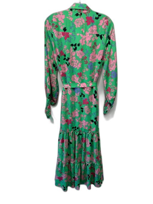 Misa Size S Green & Multi Polyester Floral Long Balloon Sleeve Tiered Dress Green & Multi / S