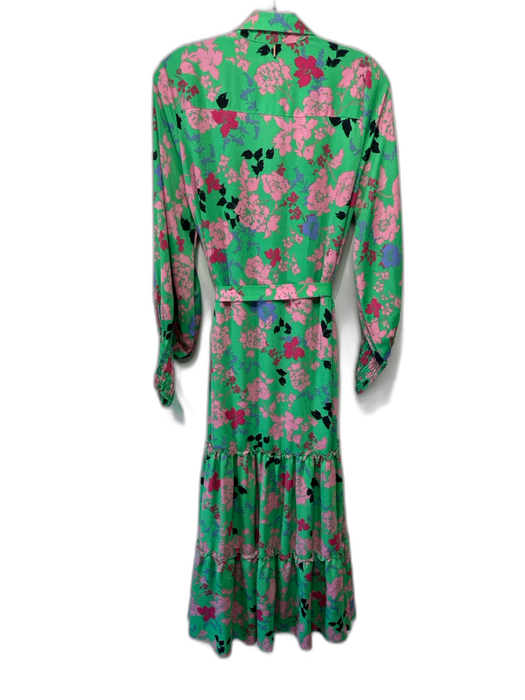 Misa Size S Green & Multi Polyester Floral Long Balloon Sleeve Tiered Dress Green & Multi / S