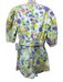 Les Reveries Size XS White, Green & Purple Cotton Floral 1/2 Sleeve Romper White, Green & Purple / XS