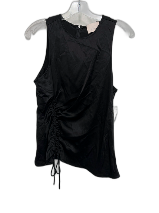 Cinq a Sept Size S Black Silk Sleeveless Drawstring Ruched side Tank Top Black / S