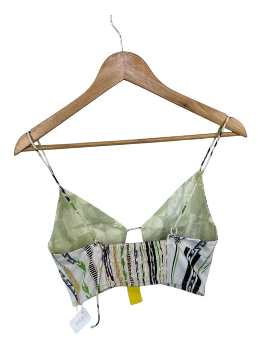 Mariacher Size M Blue & Green Cotton Spaghetti Strap Aztec Cropped Top Blue & Green / M