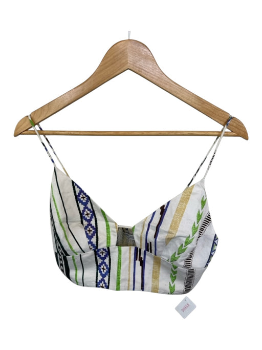 Mariacher Size M Blue & Green Cotton Spaghetti Strap Aztec Cropped Top Blue & Green / M