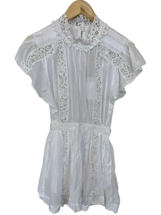 Isabel Marant Size 34/XS White Cotton & Viscose Flutter Sleeves Side Zip Dress White / 34/XS