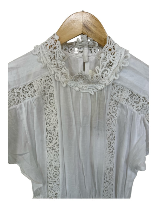 Isabel Marant Size 34/XS White Cotton & Viscose Flutter Sleeves Side Zip Dress White / 34/XS