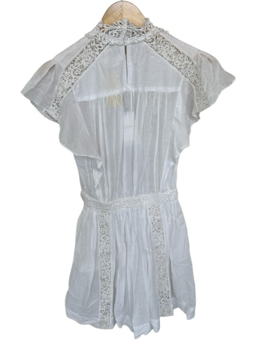 Isabel Marant Size 34/XS White Cotton & Viscose Flutter Sleeves Side Zip Dress White / 34/XS