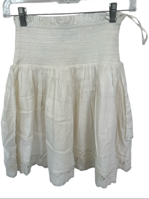 Mariacher Size M Cream Cotton Smocked Lace Trim Skirt Cream / M