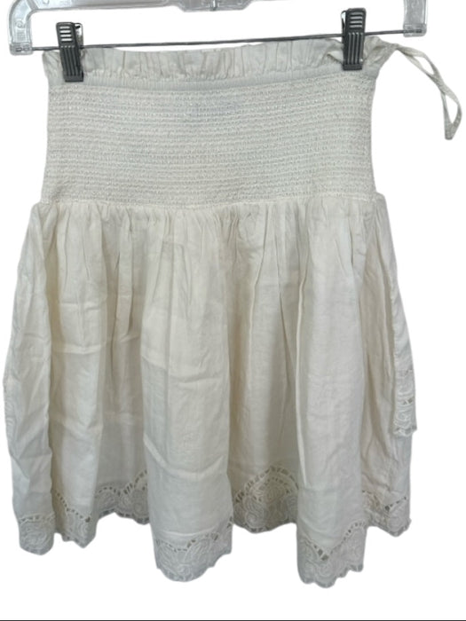 Mariacher Size M Cream Cotton Smocked Lace Trim Skirt Cream / M