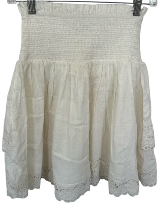 Mariacher Size XS Cream Cotton Smocked Lace Trim Skirt Cream / XS