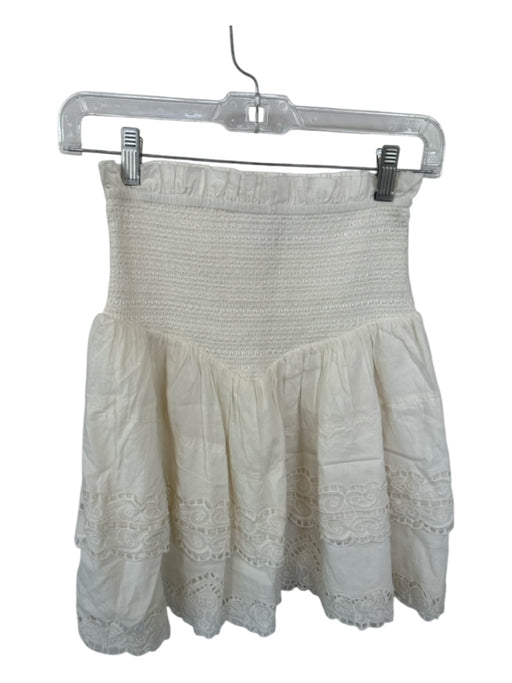 Mariacher Size S Cream Cotton Smocked Lace Trim Skirt Cream / S