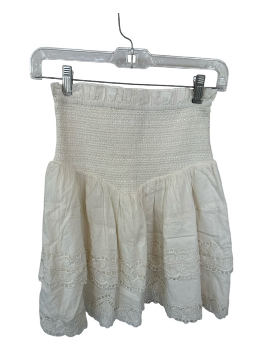 Mariacher Size S Cream Cotton Smocked Lace Trim Skirt Cream / S
