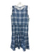 Sara Campbell Size S Blue & White Polyester Sleeveless Plaid Tiered Midi Dress Blue & White / S