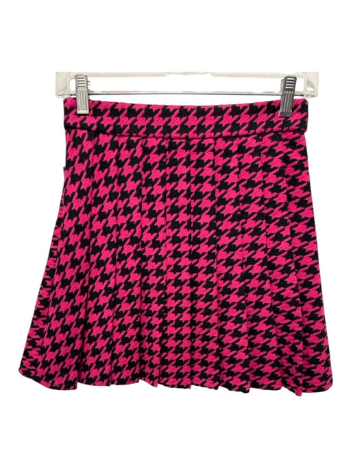 Lovers + Friends Size XS Fuchsia & Black Polyester & Wool Side Zip Pleated Skirt Fuchsia & Black / XS