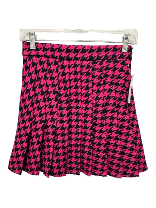 Lovers + Friends Size XS Fuchsia & Black Polyester & Wool Side Zip Pleated Skirt Fuchsia & Black / XS