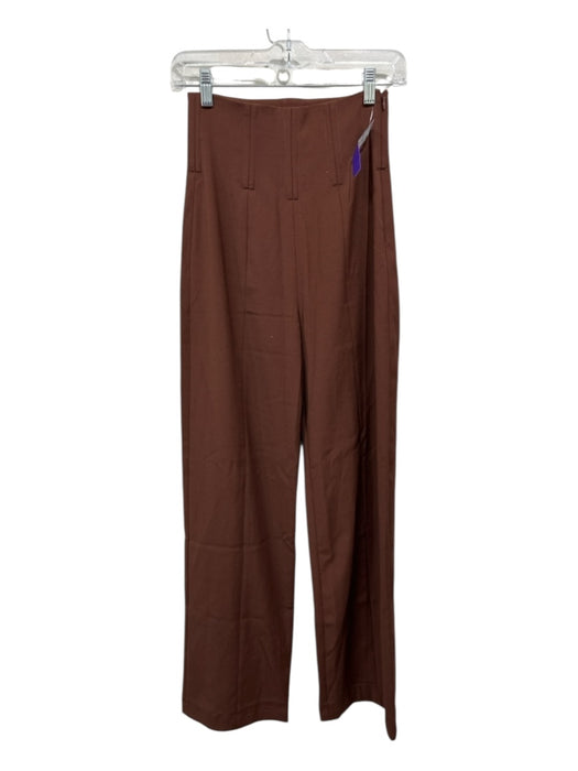 Lovers + Friends Size XS Brown Polyester Blend High Waist Boning Side Zip Pants Brown / XS