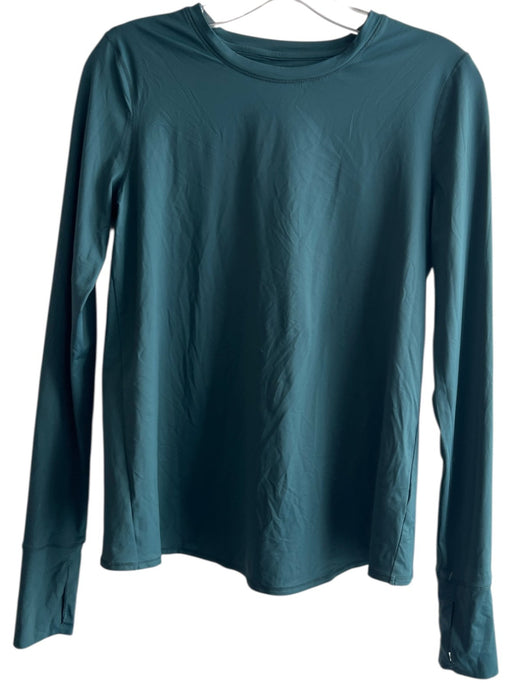 Athleta Size XS Green Nylon & Lycra Long Sleeve Round Neck Thumb Holes Top Green / XS