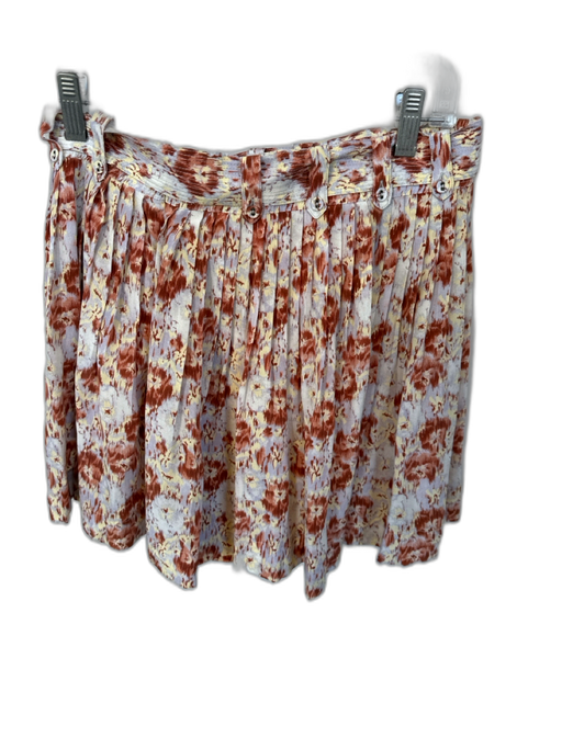 Ulla Johnson Size 2 Rust & Yellow Silk High Waist Ikat Pleated Belted Shorts Rust & Yellow / 2