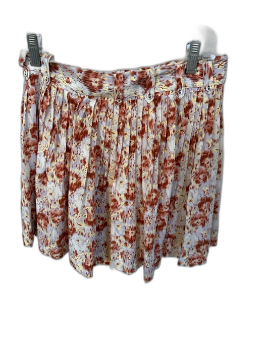 Ulla Johnson Size 2 Rust & Yellow Silk High Waist Ikat Pleated Belted Shorts Rust & Yellow / 2