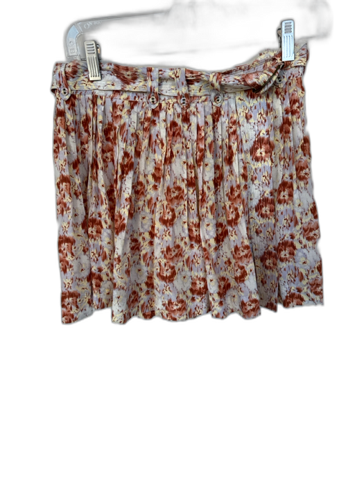 Ulla Johnson Size 2 Rust & Yellow Silk High Waist Ikat Pleated Belted Shorts Rust & Yellow / 2