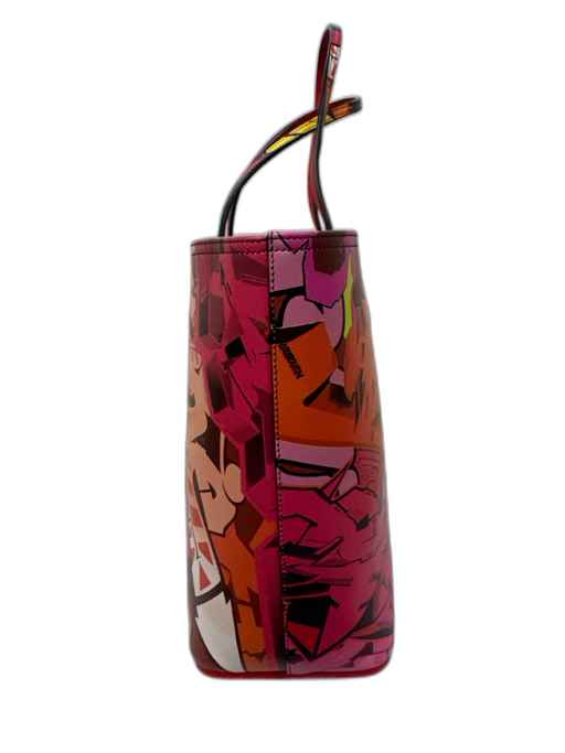 Christian Louboutin Pink, Yellow & Multi Print Leather Stud Detail Graffiti Bag Pink, Yellow & Multi Print / Large