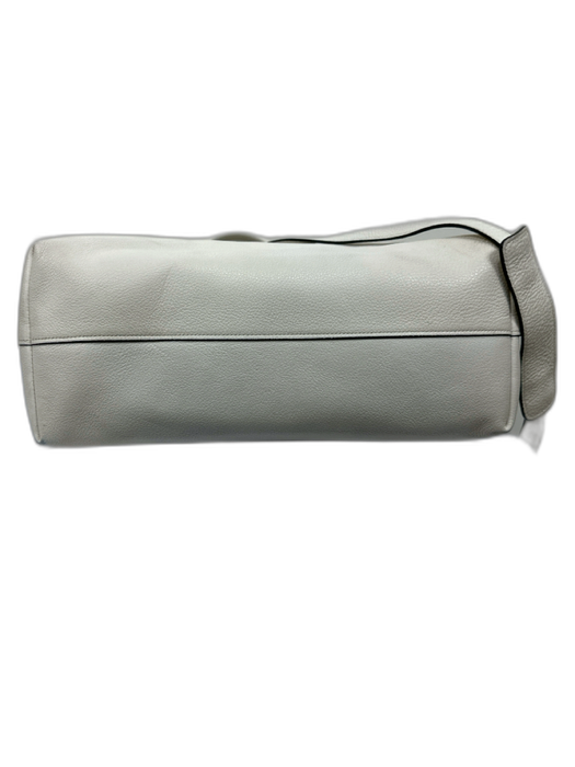 Prada White & Gold Leather Logo Detachable Strap Zip closure Tote Bag White & Gold / Large