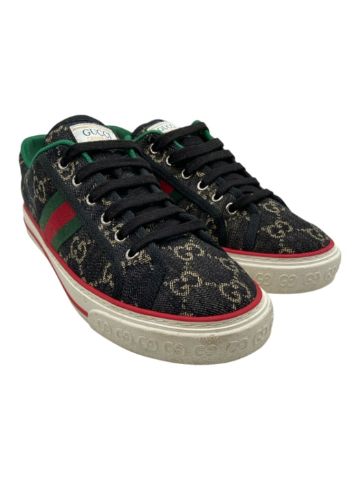 Gucci Shoe Size 40 Green, Red, Black Cotton Denim Lace Up Guccissima Sneakers Green, Red, Black / 40
