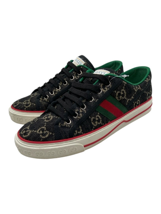 Gucci Shoe Size 40 Green, Red, Black Cotton Denim Lace Up Guccissima Sneakers Green, Red, Black / 40