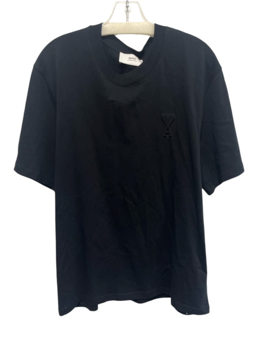 AMI NWT Size L Black Cotton Solid T shirt Crew Men's Short Sleeve Black / L