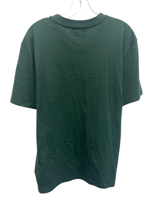 AMI Size Est L Green Cotton Solid T shirt Crew Men's Short Sleeve Green / Est L