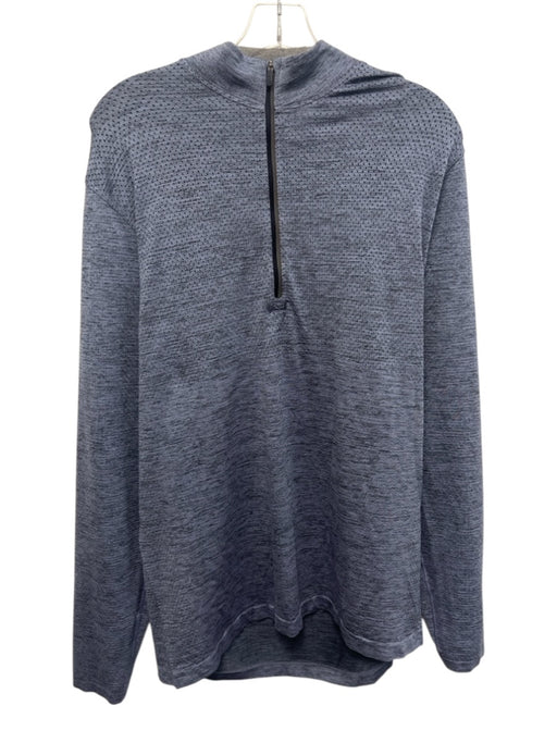 Lululemon Size Est L Blue Synthetic Heathered Quarter Zip Long Sleeve Shirt Blue / Est L