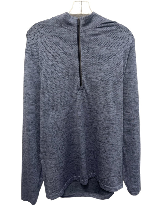 Lululemon Size Est L Blue Synthetic Heathered Quarter Zip Long Sleeve Shirt Blue / Est L