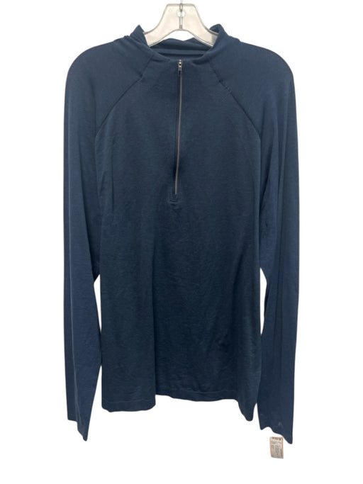 Lululemon Size Est L Blue Synthetic Solid Athletic Quarter Zip Long Sleeve Shirt Blue / Est L