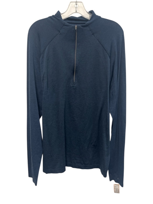 Lululemon Size Est L Blue Synthetic Solid Athletic Quarter Zip Long Sleeve Shirt Blue / Est L