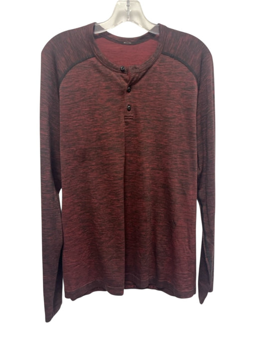 Lululemon Size Est M Red & Black Synthetic Heathered Athletic Long Sleeve Shirt Red & Black / Est M