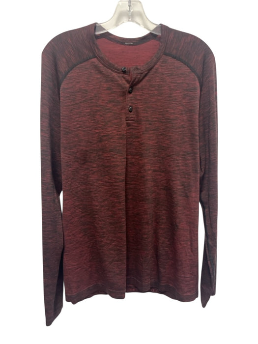 Lululemon Size Est M Red & Black Synthetic Heathered Athletic Long Sleeve Shirt Red & Black / Est M