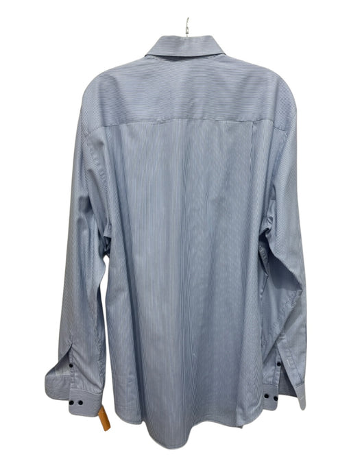 David Donahue Size 18 Blue & White Cotton Striped Button Up Long Sleeve Shirt Blue & White / 18