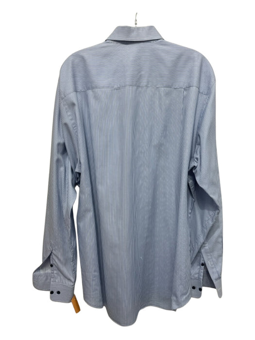 David Donahue Size 18 Blue & White Cotton Striped Button Up Long Sleeve Shirt Blue & White / 18