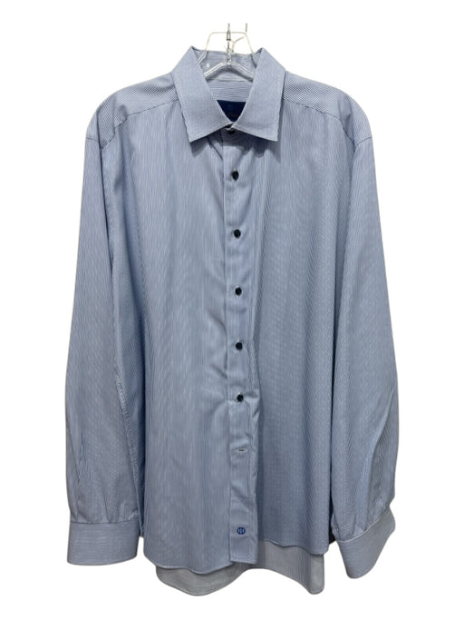 David Donahue Size 18 Blue & White Cotton Striped Button Up Long Sleeve Shirt Blue & White / 18