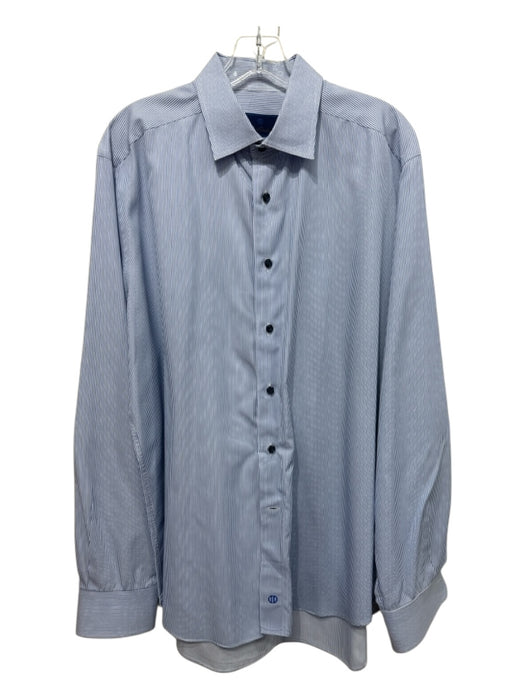 David Donahue Size 18 Blue & White Cotton Striped Button Up Long Sleeve Shirt Blue & White / 18