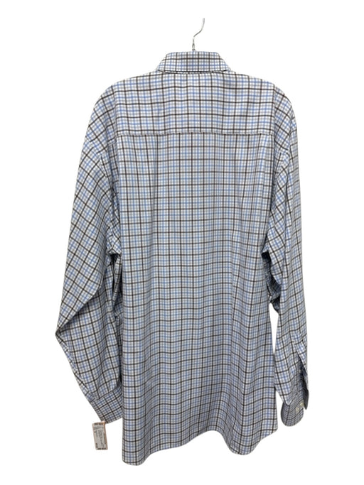 David Donahue Size 18 Brown & Blue Cotton Plaid Button up Long Sleeve Shirt Brown & Blue / 18