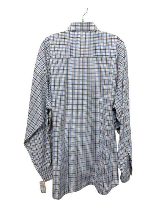 David Donahue Size 18 Brown & Blue Cotton Plaid Button up Long Sleeve Shirt Brown & Blue / 18