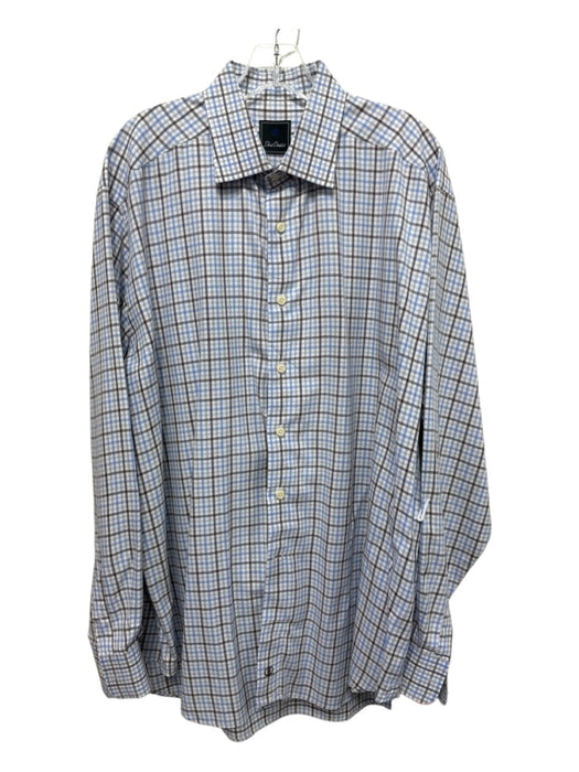 David Donahue Size 18 Brown & Blue Cotton Plaid Button up Long Sleeve Shirt Brown & Blue / 18