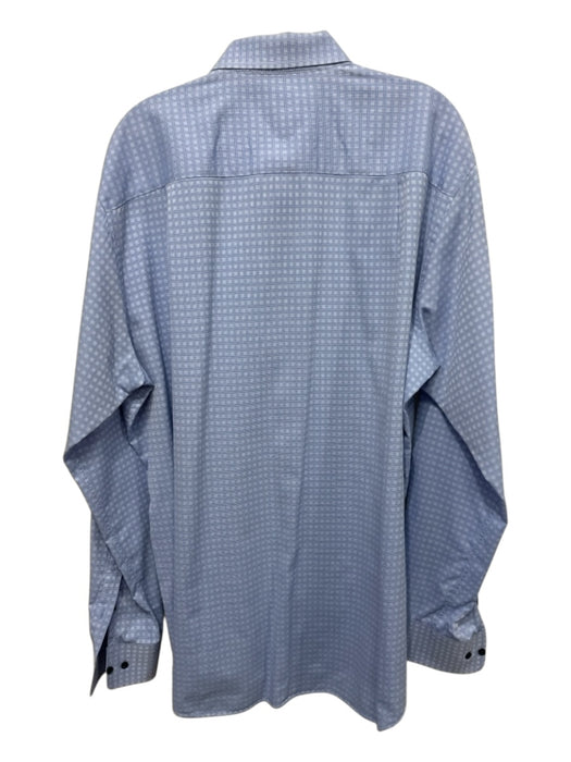 David Donahue Size 18.5 Blue Cotton Plaid Button up Men's Long Sleeve Shirt Blue / 18.5