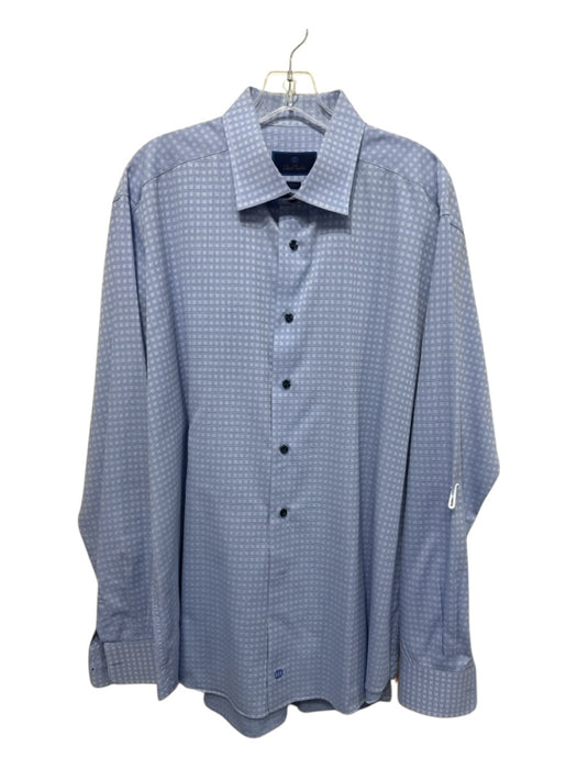 David Donahue Size 18.5 Blue Cotton Plaid Button up Men's Long Sleeve Shirt Blue / 18.5