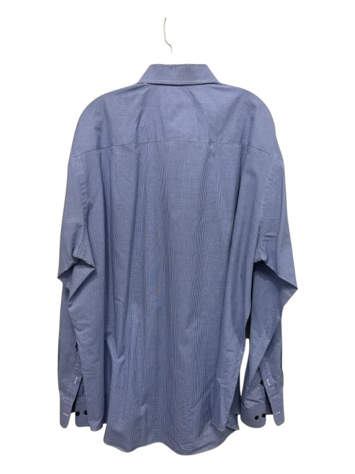 David Donahue Size 18.5 Blue & White Cotton Micro Button up Long Sleeve Shirt Blue & White / 18.5