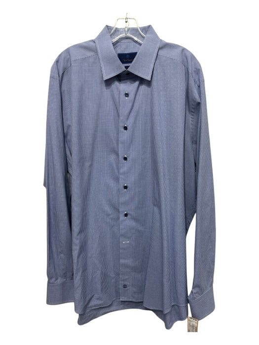 David Donahue Size 18.5 Blue & White Cotton Micro Button up Long Sleeve Shirt Blue & White / 18.5