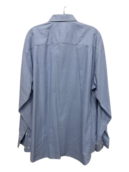 David Donahue Size 18 Blue & White Cotton Micro Button up Long Sleeve Shirt Blue & White / 18