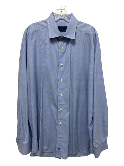 David Donahue Size 18 Blue & White Cotton Micro Button up Long Sleeve Shirt Blue & White / 18
