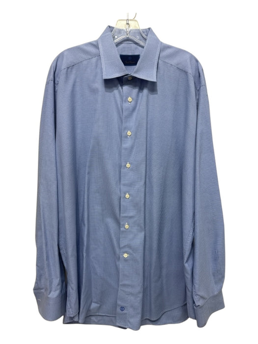 David Donahue Size 18 Blue & White Cotton Micro Button up Long Sleeve Shirt Blue & White / 18