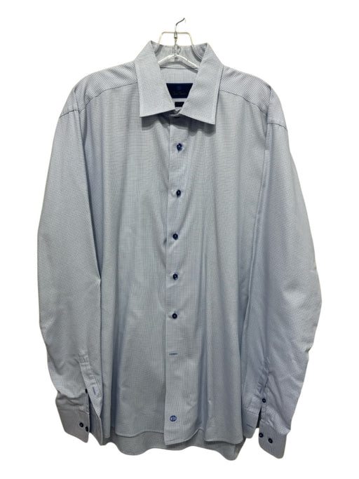 David Donahue Size 18 Light blue Cotton Plaid Button up Men's Long Sleeve Shirt Light blue / 18