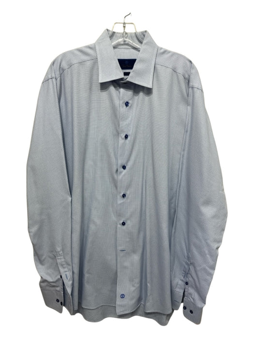 David Donahue Size 18 Light blue Cotton Plaid Button up Men's Long Sleeve Shirt Light blue / 18
